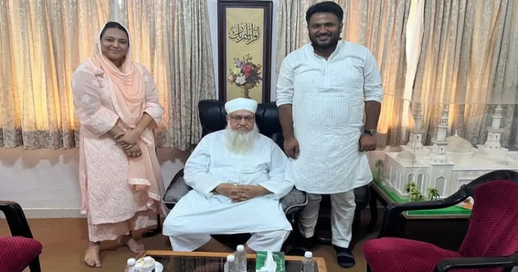 Actress Swara Bhaskar with her husband Fahad Ahmed and Maulana Sajjad Nomani