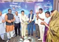 (From L to R) Akhil Bharatiya Sanyojak of Paryavaran Sanrakshan Gatividhiyan Gopal Arya , Chairman of India Foundation Ram Madhav, MD Bharat Prakashan Arun Kumar Goyal, Chief Minister of Goa Pramod Sawant, Editor of Panchjanya Hitesh Shankar and others distinguished personalities during the deep prajwalan in the 'Sagar Manthan: Good Governance Dialogue 2024' at Novotel Dona Sylvia in South Goa