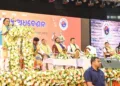 CM Mohan Majhi at the inauguration programme of the 49th State Conference at the Indoor Stadium, Cuttack