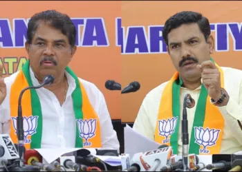 Karnataka BJP leaders addressing the press conference