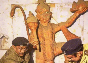 Murti of Hanumanji found buried inside an old temple in Muslim locality of Sambhal (Photo: X)