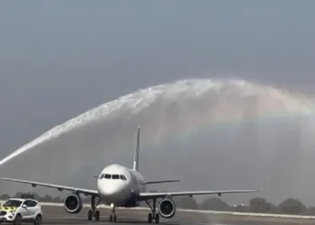 Noida International Airport successfully conducts first flight validation; Indigo plane gets water salute