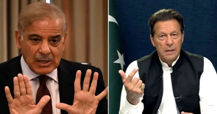 (Left) Pakistan PM Shehbaz Sharif (Right) Imran Khan