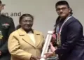 President Droupadi Murmu confers Risheek Kumar Sharma from Jammu, with the prestigious Pradhan Mantri Rashtriya Bal Puraskar at a grand ceremony held at Rashtrapati Bhavan