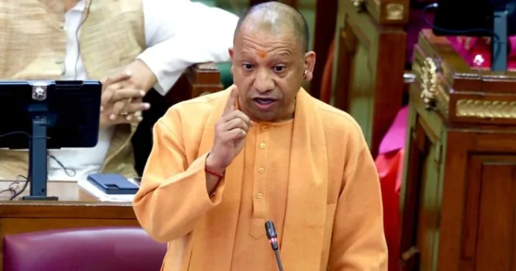 Uttar Pradesh Chief Minister Yogi Adityanath speaking in Vidhan Sabha