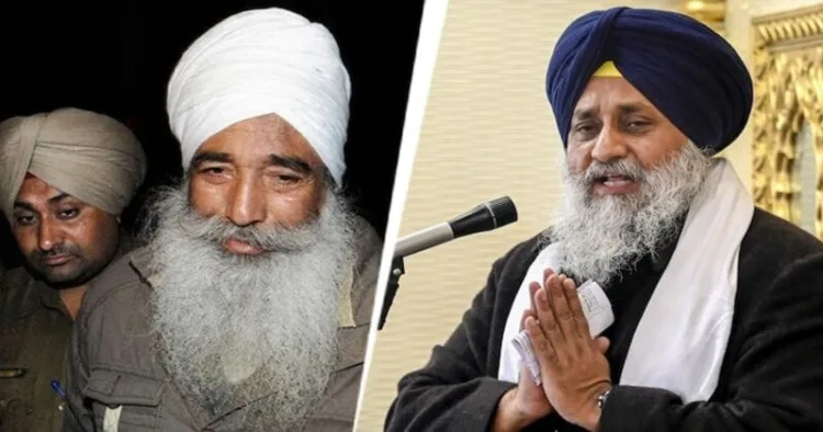 Khalistani activist Narain Singh Chaura (Left) and Sukhbir Singh Badal  (Right)