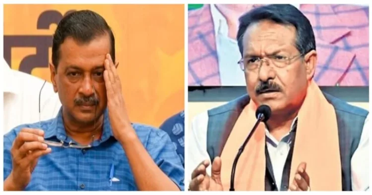 Delhi former Chief Minister Arvind Kejriwal (Left) and BJP MP Harsh Malhotra (Right)