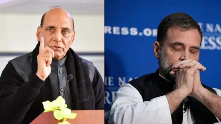 Defense Minister Rajnath Singh and Leader of Opposition Rahul Gandhi (Photo: BT)