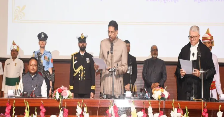 Dr Hari Babu Kambhampati  taking oath as Governor of Odisha in a swearing ceremony held at New Abhishek Hall of Raj Bhavan