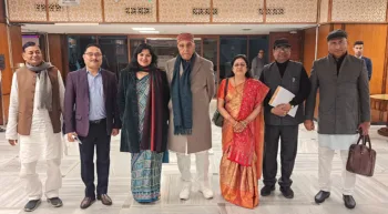 Joint Parliamentary Committee (JPC) on the Waqf Bill Chairman Jagdambika Pal and committee members leave after the conclusion of a JPC meeting, in New Delhi (ANI Photo)