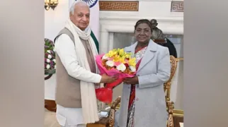 Bihar's governor Arif Mohammad Khan with President Draupadi Murmu