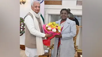 Bihar's governor Arif Mohammad Khan with President Draupadi Murmu