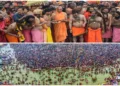 Sants and devotees at Mahakumbh 2025