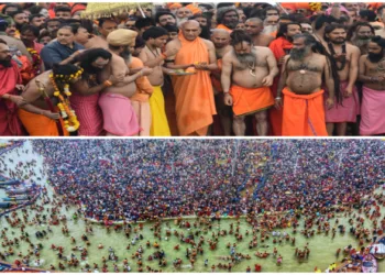 Sants and devotees at Mahakumbh 2025