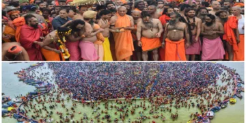 Sants and devotees at Mahakumbh 2025