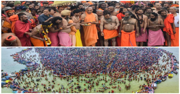 Sants and devotees at Mahakumbh 2025