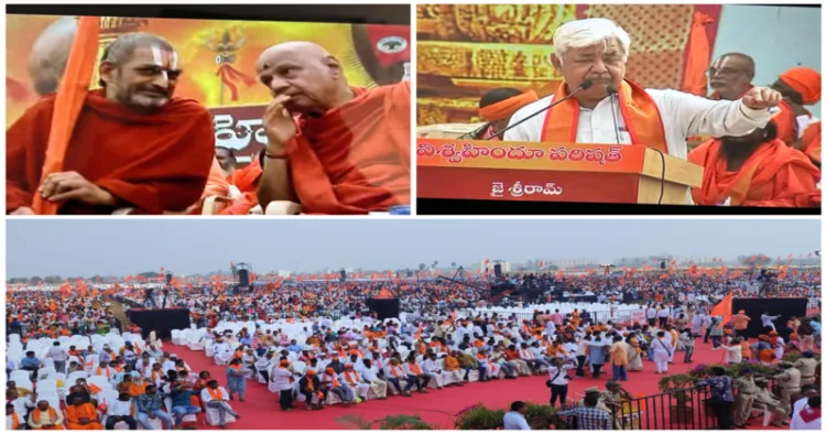 Hindu leaders and sants assemble in large number as they rally for temple liberation and cultural revival in Vijayawada