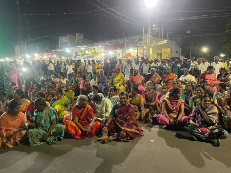 Villagers protesting against beef stall