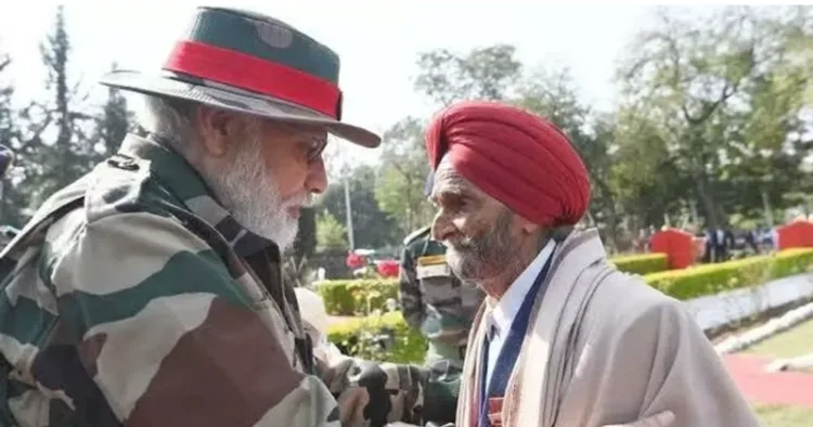 Havaldar Baldev Singh with PM Narendra Modi