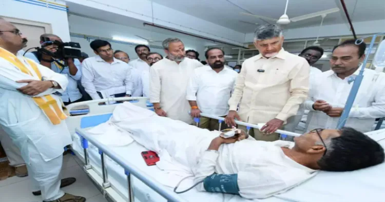 Andhra CM Chandrababu Naidu meeting the injured of the Tirupati stampede