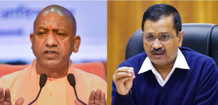 (Left) UP CM Yogi Adityanath (Right) Arvind Kejriwal