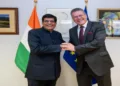 Union Minister Piyush Goyal along with Maroš Šefčovič, Commissioner for Trade and Economic Security of the European Commission