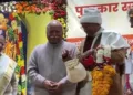 National General Secretary of Shri Ram Janma Bhoomi teerthakshetra Champat Rai was presented Devi Ahilya National Award at Indore by Dr Mohan Bhagwat and Sumitra Mahajan