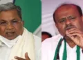 (Left) Chief Minister Siddaramaiah (Right) Union minister H D Kumara Swamy