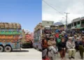 Truck loaded with godds stranded on China-Pakistan border as people wage sit-in protest