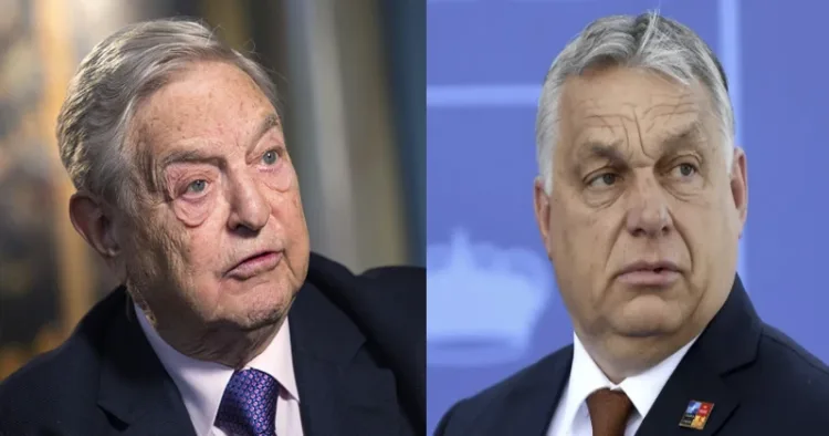 George Soros (Left), Hungarian Prime Minister Viktor Orban (Right)