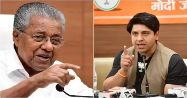 Kerala Chief Minister Pinarayi Vijayan (Left) and BJP leader Shehzad Poonawalla (Right)