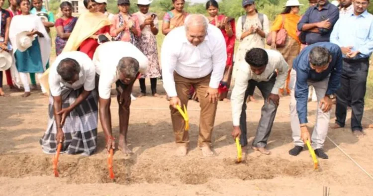 A Anilkumar, Superintending Archaeologist, ASI, Tiruchi Circle, and others during the launch of excavation at Kodumbalur