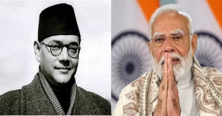 Netaji Subhas Chandra Bose (Left) and Prime Minister Narendra Modi (Right)