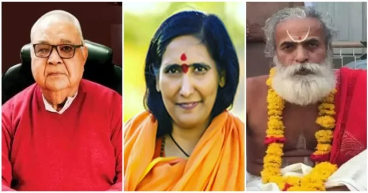 Chandrakant Sompura
(Left), Sadhvi Ritambhara,Vedic scholar Ganeshwar Shastri Dravid (Right)