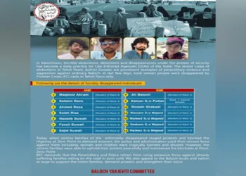 List of the forcibly abducted individuals (Photo/X@ Baloch YakjehtiC)