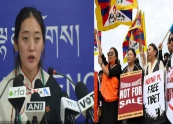 Tibetan activist Namkyi (Left)