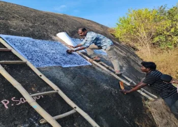 An ASI team at work at Veerakurichi hillock near Kambur in Madurai district