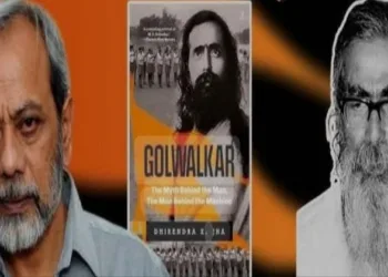 Journalist Dhirendra K Jha (Left) and Second Sarsanghchalak of the RSS, M S Golwalkar (Right)