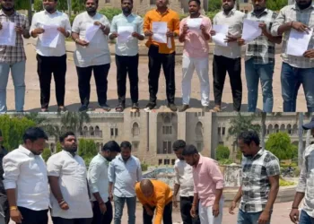 ABVP students protesting against the Circular issued by Registrar at Osmania University