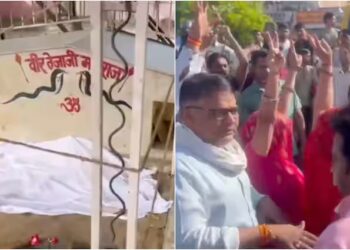 Unidentified miscreants vandalised the idol of Tejaji at a temple on Tonk Road, Jaipur, sparking a protest