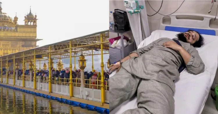 (Left) Golden Temple (Right) A victim of the attack by iron rod by Zulfan in Golden Temple
