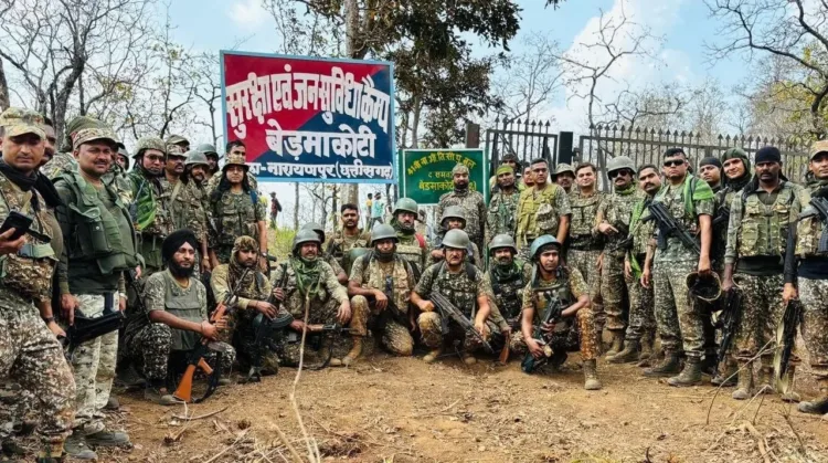 Personnel of ITBP at the recently opened camp in Narayanpur, image courtesy X