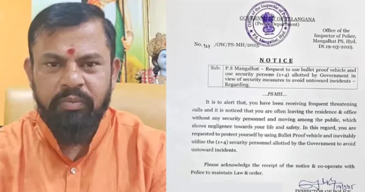 BJP MLA Raja Singh advised on security issues by Hyderabad Police