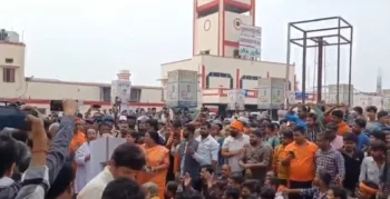 Protestors near Muzaffarpur railway station on Friday, image X