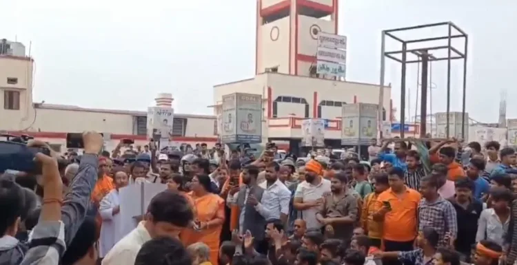 Protestors near Muzaffarpur railway station on Friday, image X