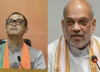 (Left) Manipur BJP MLA Rajkumar Imo Singh (Right) Home Minister Amit Shah