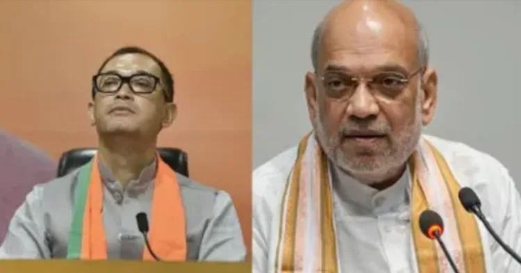 (Left) Manipur BJP MLA Rajkumar Imo Singh (Right) Home Minister Amit Shah