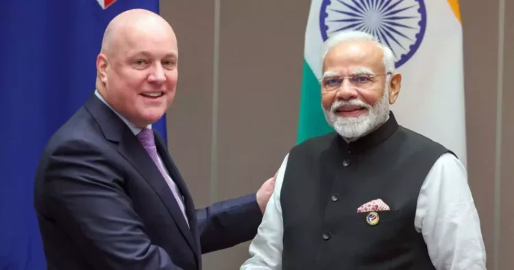 New Zealand Prime Minister Christopher Luxon with Prime Minister Narendra Modi