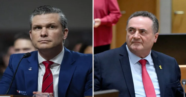 US Secretary of Defence Pete Hegseth (Left) and Israel Defence Minister Israel Katz (Right)
