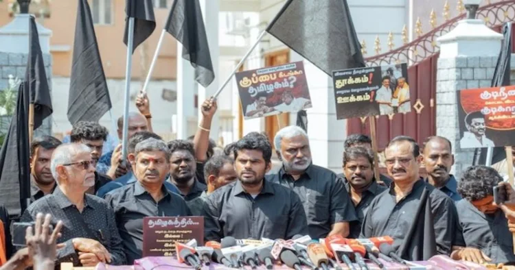 Tamil Nadu BJP President Annamalai stages black flag protest against MK Stalin’s delimitation meet in Chennai